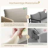 thumbnail of Merax Tuinmeubelset voor 6-7 personen, tuinmeubelset met touwvlechtwerk met gegalvaniseerd ijzeren frame, inclusief alle zit- en rugkussens, beige