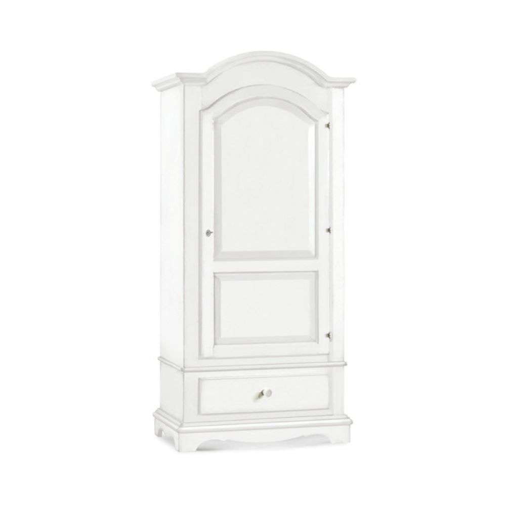 shopinnovativo -Armadio appendiabiti con bastone 1 anta 1 cassetto arte povera in legno massello e mdf con rifinitura in bianco 96x56x196 H