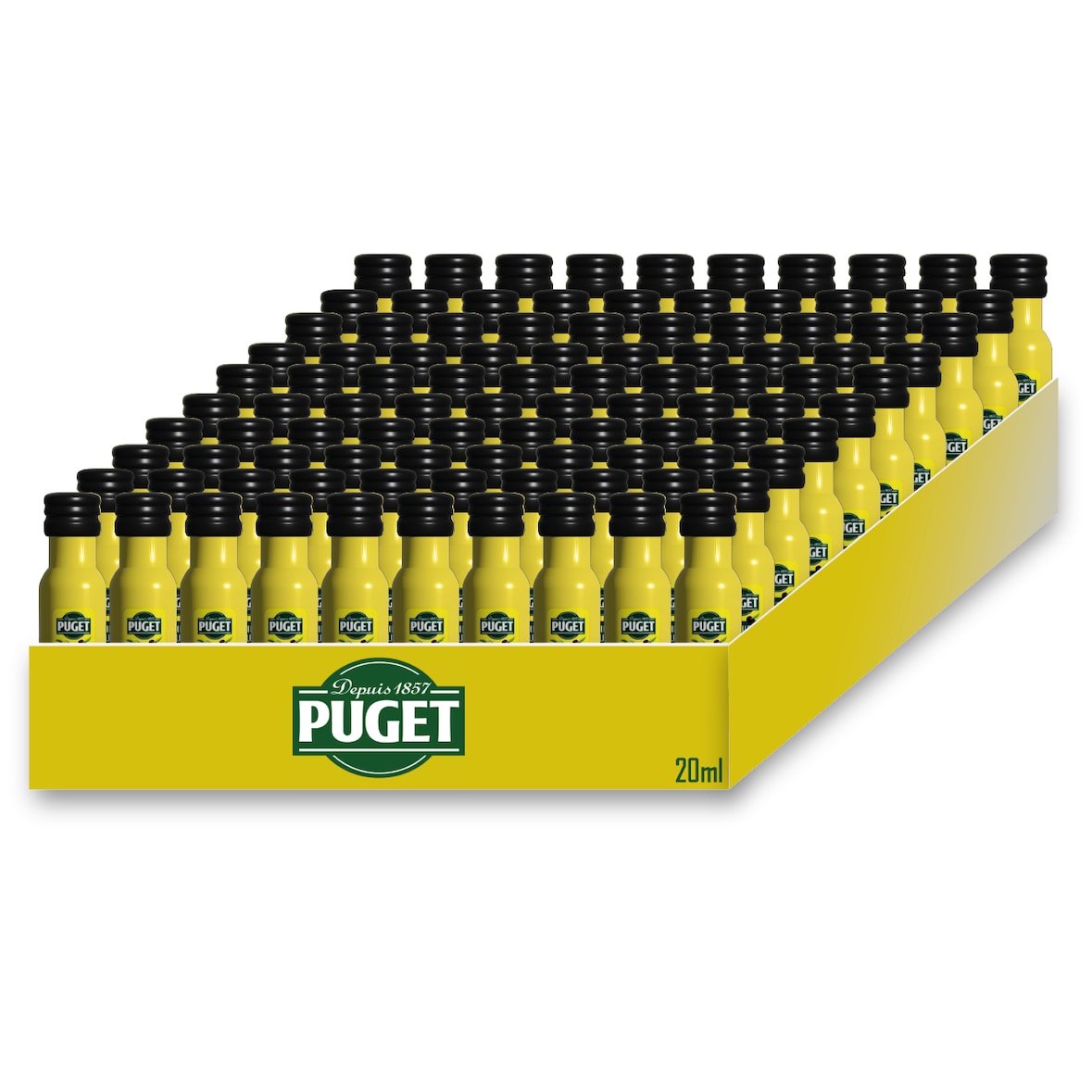 Puget - 100 Mignonettes d'Huile d'Olive Extra Vierge 20ml | Saveurs Méditerranéennes dans Chaque Goutte | Format Élégant et Pratique