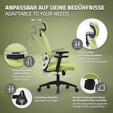 thumbnail of ML-Design Bürostuhl Ergonomisch Grün Mesh Drehstuhl Lendenstütze Kopfstütze Armlehnen Wippfunktion Rollen Chefsessel