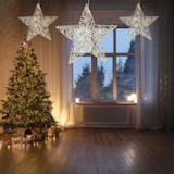 thumbnail of WellHome - Estrela de Natal prateada com 20 luzes LED brancas quentes 30x8x30cm
