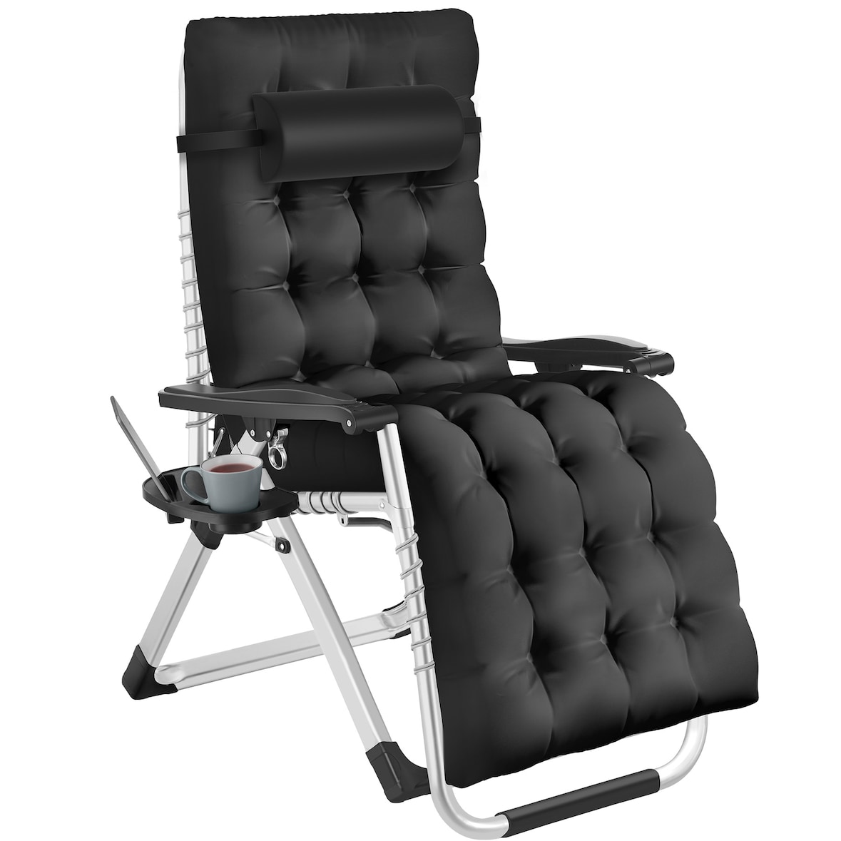 tectake Chaise longue pliable CLOUD réglable en continu - noir, par pièce - 405085