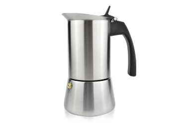 Milu 6598 Espressokoker set van roestvrij staal (6-delig) 6 kopjes, geschikt voor alle soorten kookplaten, incl inductiekookplaten - met veel extra's