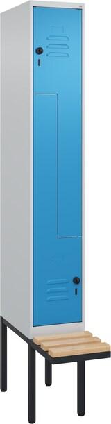 thumbnail of C+P Z-Spind Classic PLUS, Kunststoff schwebende Sitzbank, 8 Abteile, HxBxT 212x120x82cm, Sicherheitsdrehriegel, Hellgrau/Rubinrot von PROREGAL