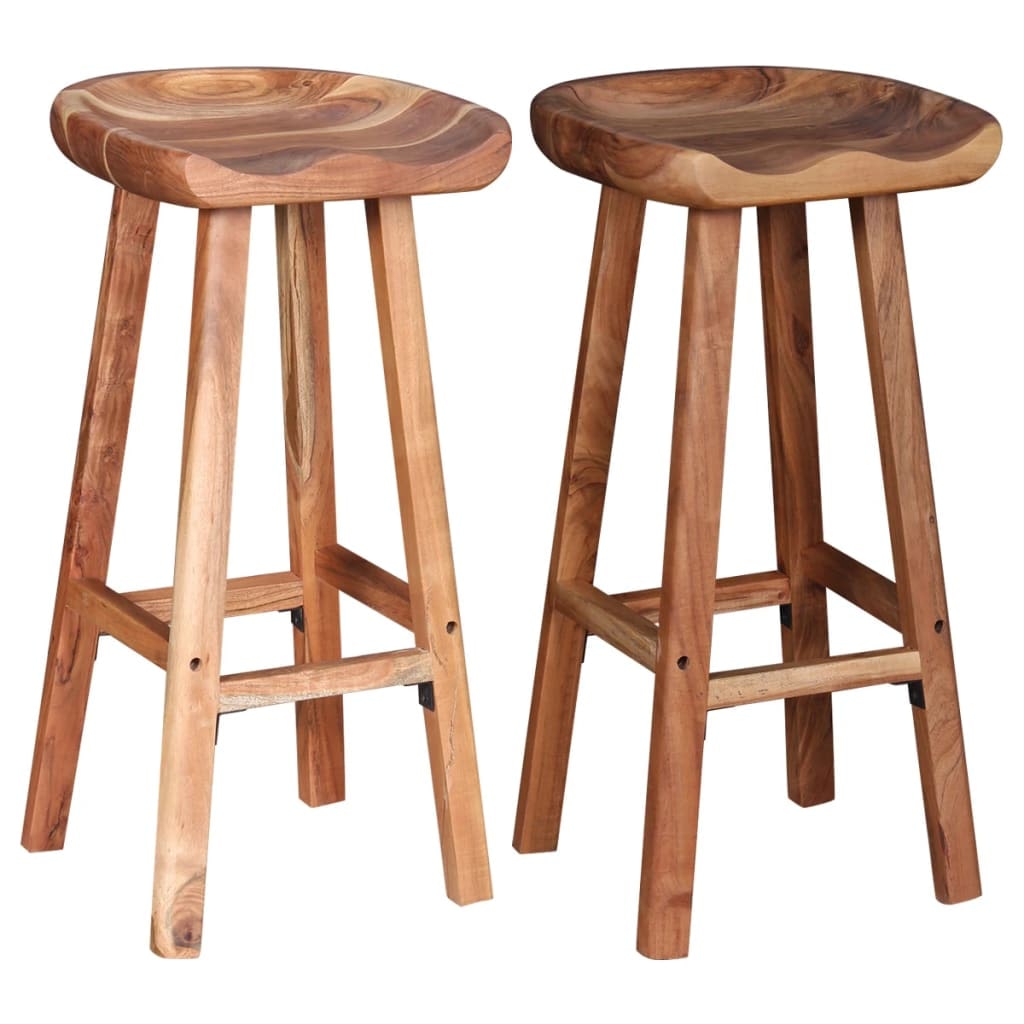 Tabourets De Bar Lot De 2 Bois D Acacia Massif