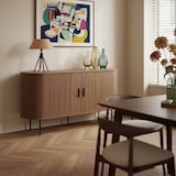 thumbnail of 140 cm notenhouten melamine en stalen dressoir