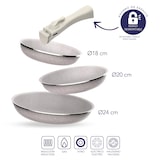 thumbnail of San Ignacio - Juego de 5 Sartenes Ø18/20/24/28cm aluminio prensado antiadherente ILAG, mango extraíble, inducción, sin PFOA