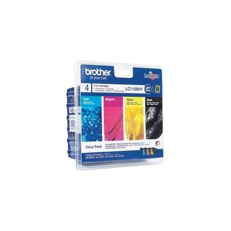 Brother LC-1100HYVALBPDR / LC-1100HYVALBP Tinten Sparset schwarz, cyan, magenta, gelb (4 Stück)