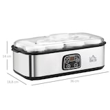 thumbnail of HOMCOM Yogurtera 25W 1,44L con 8 Tarros de Vidrio de 180 ml Termostato Ajustable Temporizador de 1-48 Horas y Apagado Automático 36x18,8x14 cm