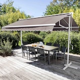 thumbnail of Markise mit doppelter Neigung 3 x 4 m und 4 beschwerten Fliesen in Taupe - Oviala