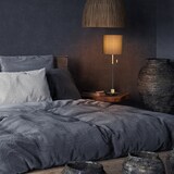 thumbnail of Relaxdays Tischlampe mit Zugschalter, elegante Nachttischlampe mit Stoffschirm, E27 Fassung, HD 69 x 24 cm, schwarz-gold