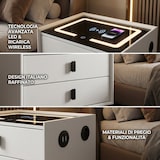 thumbnail of Comodino Smart LED Ricarica USB Wireless Mobile Notte Legno 50x40x50 cm - nero