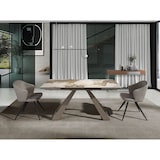 thumbnail of Angel Cerdá  Cadeira de jantar estofada em tecido com pernas de aço pintadas com epoxi preto. 4057C