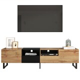 thumbnail of Merax Moderner TV-Ständer mit schwarzem und holzfarbenem Design – geräumiger Stauraum, robuste Konstruktion