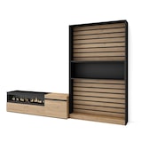 thumbnail of Wohnzimmer TV-Schrank, Wohnwand System, 260x35x186cm, Für TV bis 65“, Elektrischer Kamin, Moderner Stil, Eiche und schwarz _ 88_14