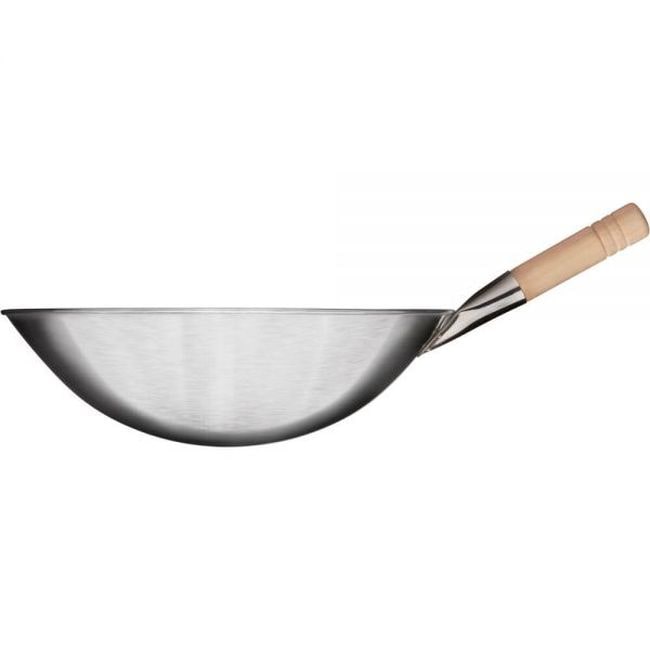 Wok-Pfanne, gebürsteter Edelstahl, Grifflänge 185 mm