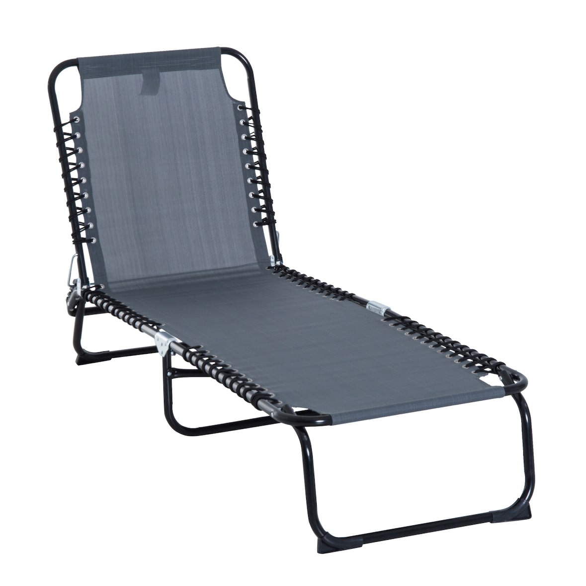 Outsunny Espreguiçadeira de Jardim Dobrável e Ajustável com 4 Posições Espreguiçadeira Reclinável para Exterior 197x58x76cm Cinza