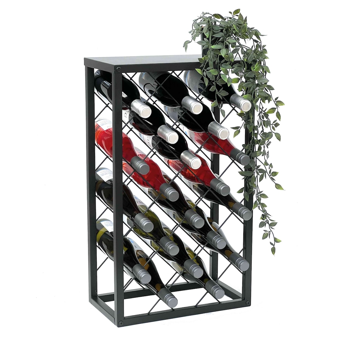DanDiBo Weinregal Metall Schwarz Stehend 96434 Flaschenregal 68 cm Weinhalter Flaschenhalter Modern für 20 Flaschen