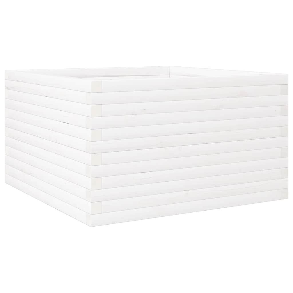vidaXL Pflanzkübel Weiß 80x80x46 cm Massivholz Kiefer