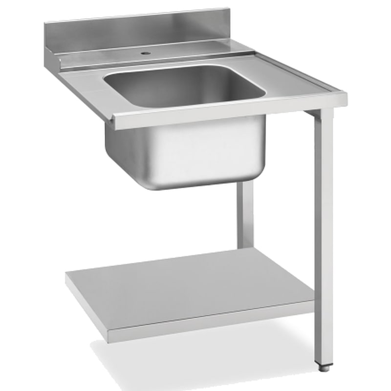 Zulauftisch Becken links, Breite 70cm, Grundboden und Aufkantung