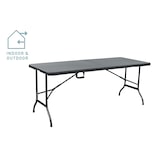 thumbnail of METRO PROFESSIONAL Banketttisch klappbar Vanimo, Stahl, HDPE-Tischplatte, Rattan Optik, 180 x 75 cm, schwarz