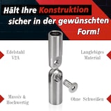 thumbnail of PRIOstahl Gelenkverbinder Stabverbinder 1 Verbinder Stellbar für 10mm Rundstäbe Edelstahl V2A