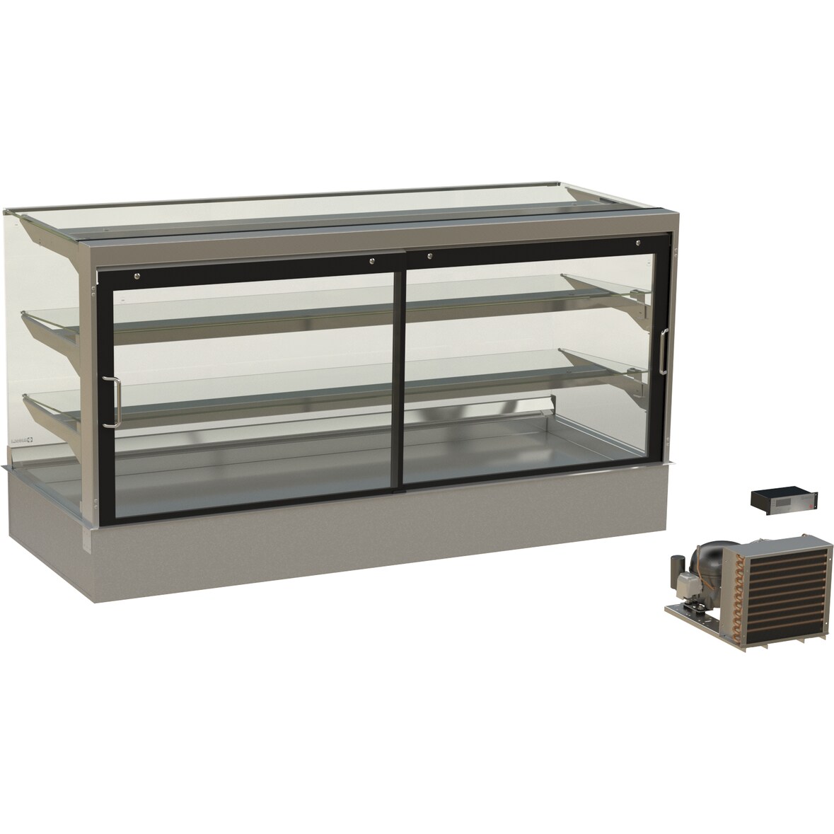HAGOLA Showcase "Bergen" eckig, für 5xGN1/1, 3 Auslagen  20mm Tiefe, 1735x710/200x710mm (BxHxT)  steckerfertig mit Schnellkupplung