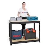 thumbnail of PROREGAL Mega Deal | 2x Höhenverstellbare Werkbank Dino | HxBxT 90x120x60 cm | Traglast 600 kg | Schwarz | Holzplatte