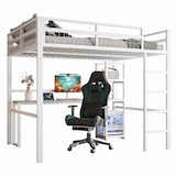 thumbnail of Hochbett 140x200 cm aus Eisenrahmen mit Schreibtisch und Steckdose – funktionales Design und hohe Sicherheit Weiß