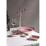 thumbnail of 2x Bonna Aura Blackberry Moove Platte rechteckig 27x25cm 2cm hoch Lila Creme Beerenton Porzellan ABBMOV34KR Servierplatten Speise Geschirr