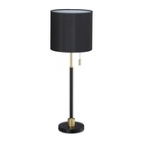 thumbnail of Relaxdays Tischlampe mit Zugschalter, elegante Nachttischlampe mit Stoffschirm, E27 Fassung, HD 69 x 24 cm, schwarz-gold
