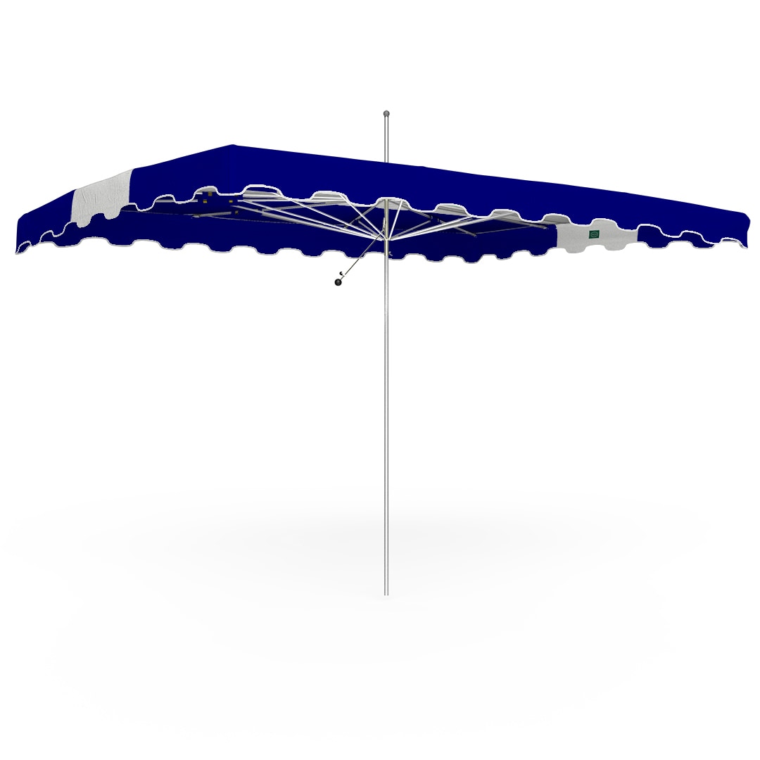 Parasol de marché forain 400x300cm Bleu et Blanc - Armature Télescopique + Toile + Housse