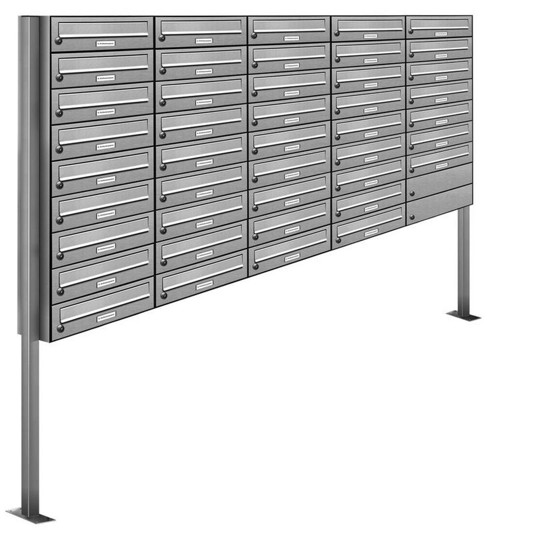 AL Briefkastensysteme 43 Fächer Premium Edelstahl Stand Briefkasten Anlage für Post A4 modern, robust, wetterfest, Artikelnummer: 132T43S5