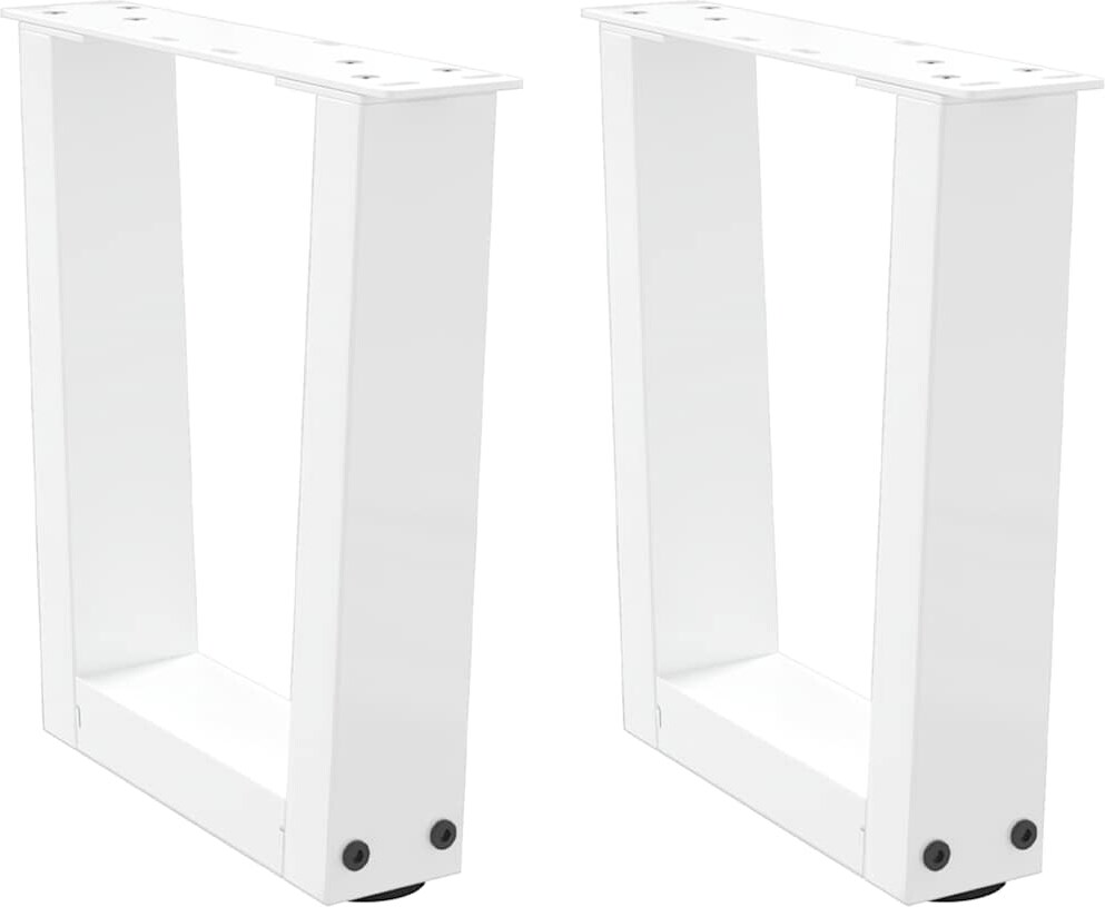 Helloshop26 - Set aus 2 V-förmigen Couchtischbeinen mit verstellbaren Gleitern 40 x 30-31 cm weißer Stahl 02_0056893