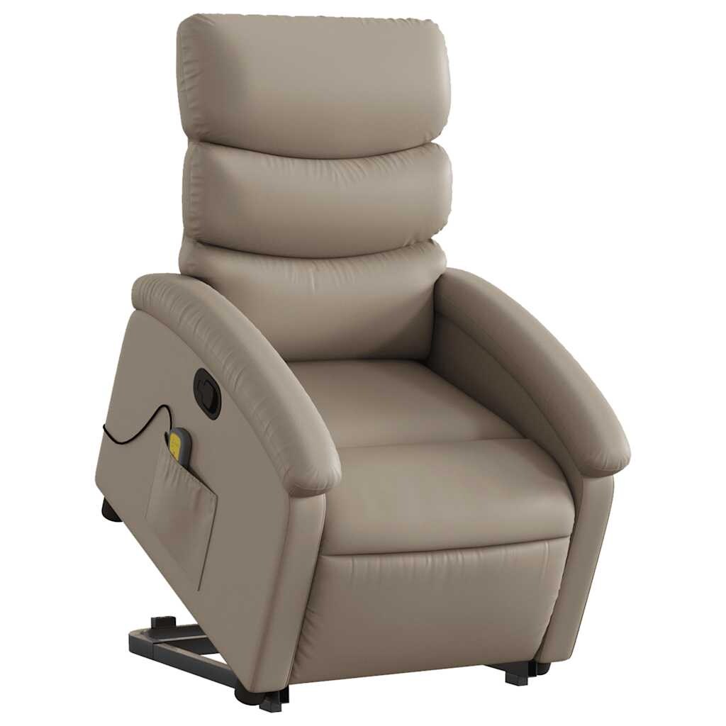 vidaXL Massagesessel mit Aufstehhilfe Cappuccino-Braun Kunstleder