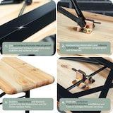 thumbnail of Bierzeltgarnitur mit Lehne klappbar Holz 120cm klein RINHO - 3 Teilig | 2x Bierbank 1x Biertisch | Festzeltgarnitur Biertisch Stehtisch Sitzgarnitur