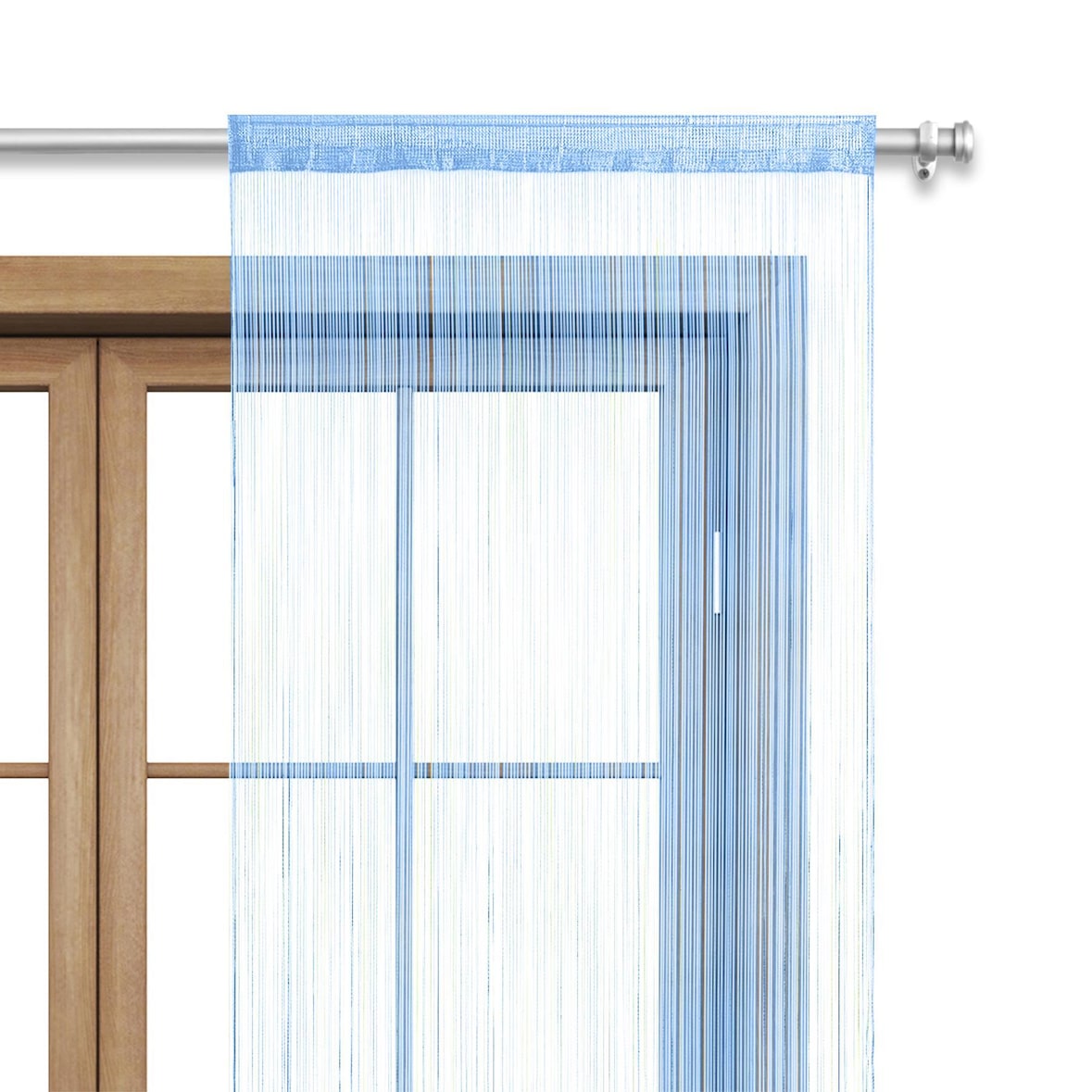 Fadenvorhang Türvorhang Fäden 90x245 blau hellblau - Stangendurchzug OEKO-TEX kürzbar waschbar uni einfarbig in vielen bunten Farben