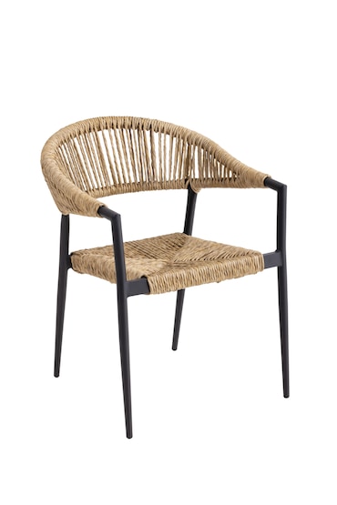 METRO PROFESSIONAL Fauteuil de terrasse TERRA, rotin PE / aluminium, design en corde, beige / noir