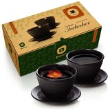 thumbnail of Bonvivre® Teetassen + Untersetzer aus emailliertem Gusseisen - 2er Set | Asiatische Teebecher mit Untertassen - Füllmenge je 100 ml