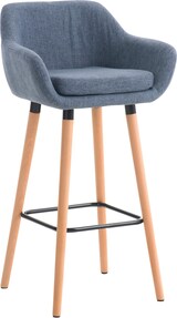 thumbnail of Décoshop26 - Lounge-Barhocker x1 skandinavisches Design blauer Stoffsitz Holzbeine Metallfußstütze 10_0004920