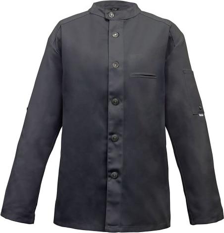 225 - Kochjacke Bikerstyle, langarm, Druckknöpfe : graphit 65% Polyester 35%Baumwolle 220 g/m² M
