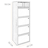 thumbnail of Scarpiera Salvaspazio 4 Ante Mobile da Ingresso Armadio Multiuso cm 42x33x118 Moderna Rovere e Nero