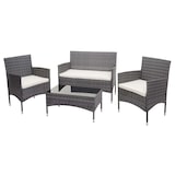 thumbnail of Poly-Rattan Garnitur HWC-F55, Balkon-/Garten-/Lounge-Set Sofa Sitzgruppe ~ grau, Kissen creme