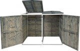 thumbnail of XL 2er-/4er-Mülltonnenverkleidung HWC-H74, Mülltonnenbox, erweiterbar 126x158x98cm Holz MVG ~ grau-weiß