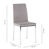thumbnail of Set di 2 Sedie da interno in velluto, schienale alto, gambe in metallo, design elegante, per cucina, bar e ristoranti -Alma – Grigio chiaro/Argento