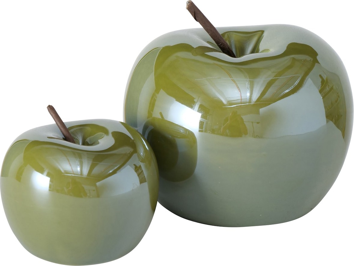 Dekoaufsteller Perly Apfel Porzellan H 7/9 cm Ø 7/11 cm grün 2-teilig