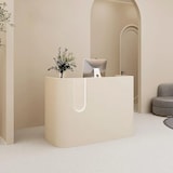 thumbnail of Empfangstresen, Kleine Gewerbetheke, Kassentheke, Empfangstisch, LED-Beleuchtung, Ladenmöbel, Frontdesk, Modernes Design Beige 150×60×100cm