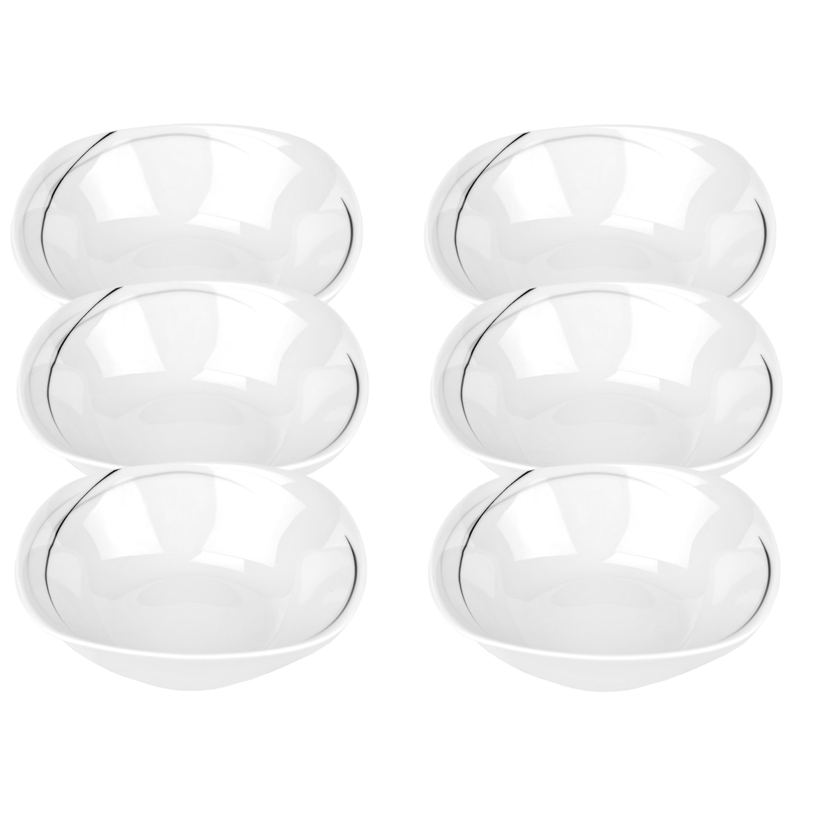 6er Set Müsli- Salatschale Phönix 14,2cm Porzellan weiß mit Dekor