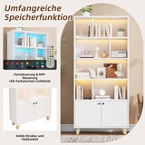 thumbnail of Bücherregal 80x30x173 cm mit LED-Beleuchtung Doppeltüren 7 Fächer Massivholzbeine MDF Weiß modernes Stauraumregal für Wohnbereich