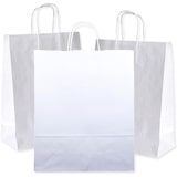 thumbnail of 100 Weiße Papiertüten mit Henkeln 18x8x23cm - Tasche für Einkäufe, Geschenke, Hochzeiten